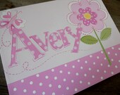 daisy flower, hand painted personalized nursery decor stretched canvas 11x14 wall art