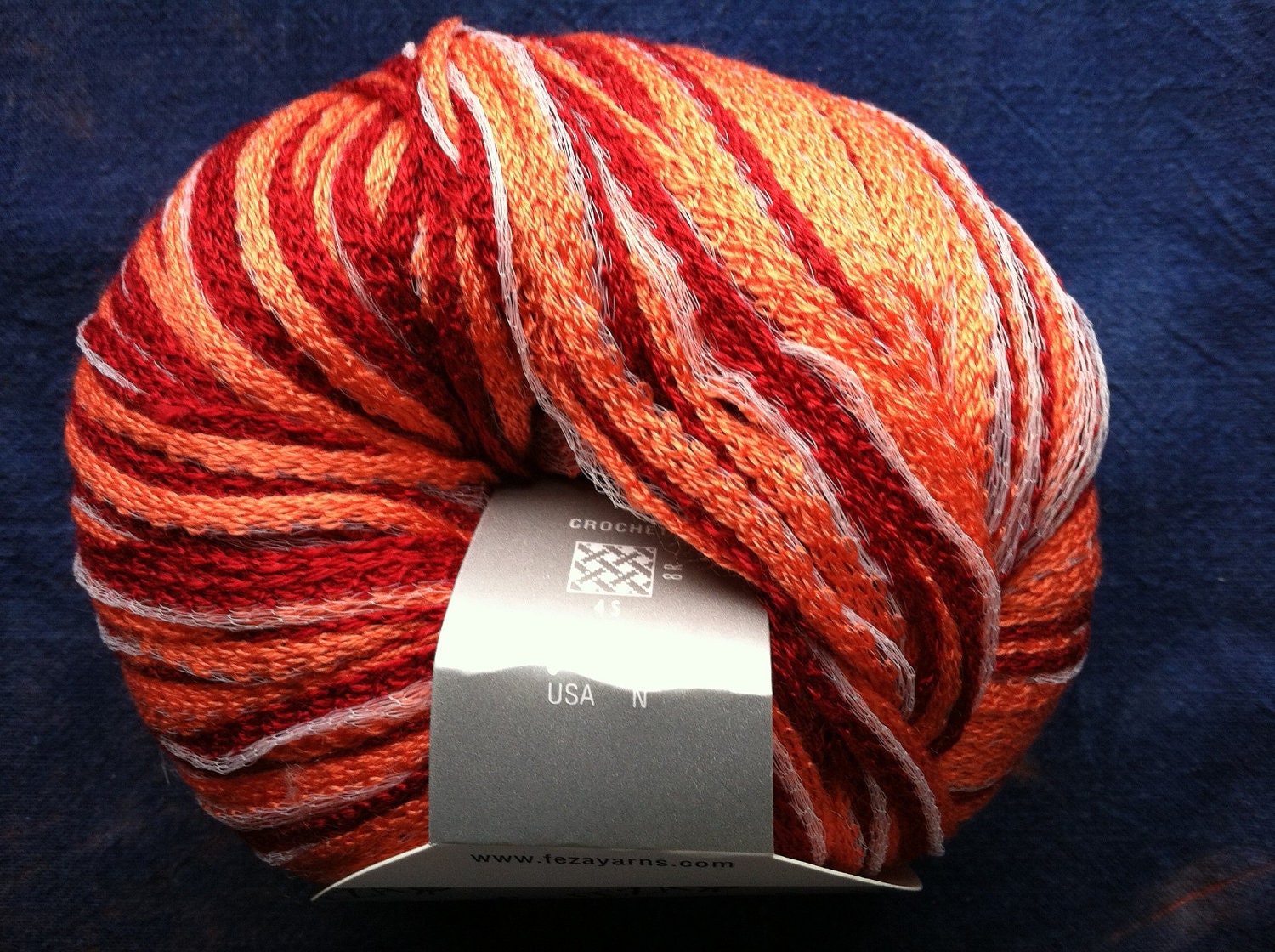 LG 100g sk Orange Kiss Cali Feza Ruffling Ribbon Yarn Orange Red Net 99Yd