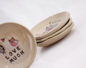ceramic ring bowl with owl  LOVE MUCH