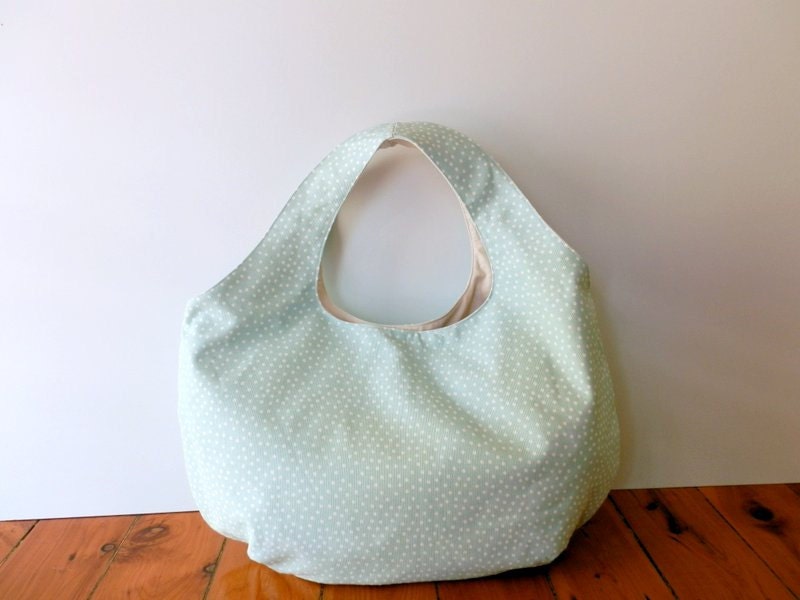 Tote bag polka dot duck egg blue pastel market bag shoulder