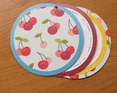 Happy Anniversary, Custom, Round, Cherries, Vintage-style, Swivel Card