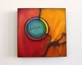 red orange blue colorful original acrylic painting circle believe