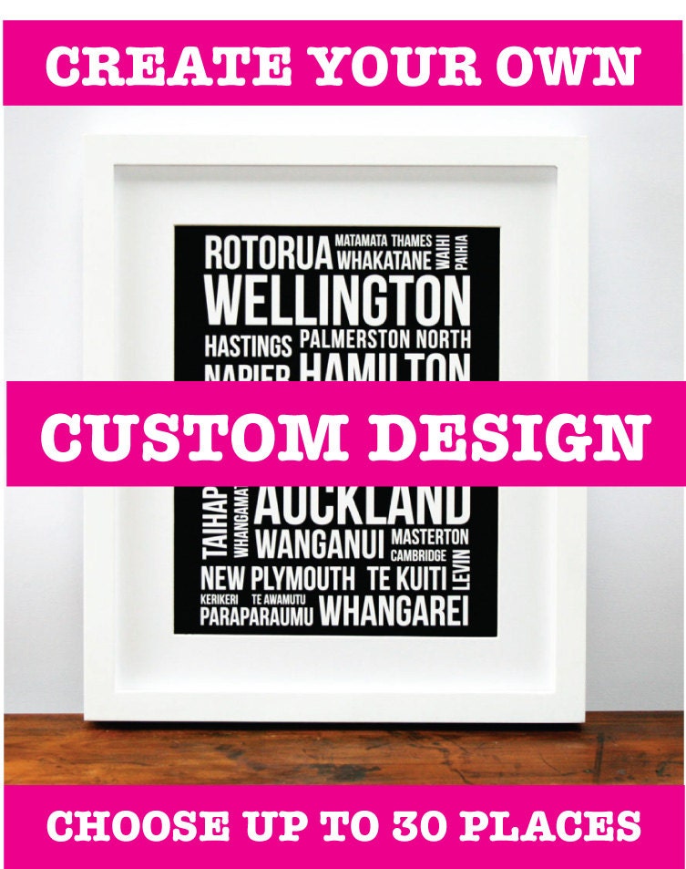 CUSTOM Subway, Bus Blind, Typographic Wall Art Print - House Warming, Engagement, Anniversary Gift 8x10