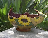 Hand Painted Sunflower Gourd Planter Basket Gardening