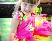 Strawberry Lime Pixie Tutu ---- Hot Pink, Red, Lime Green -----Flower clip headband included--Strawberry Shortcake costume