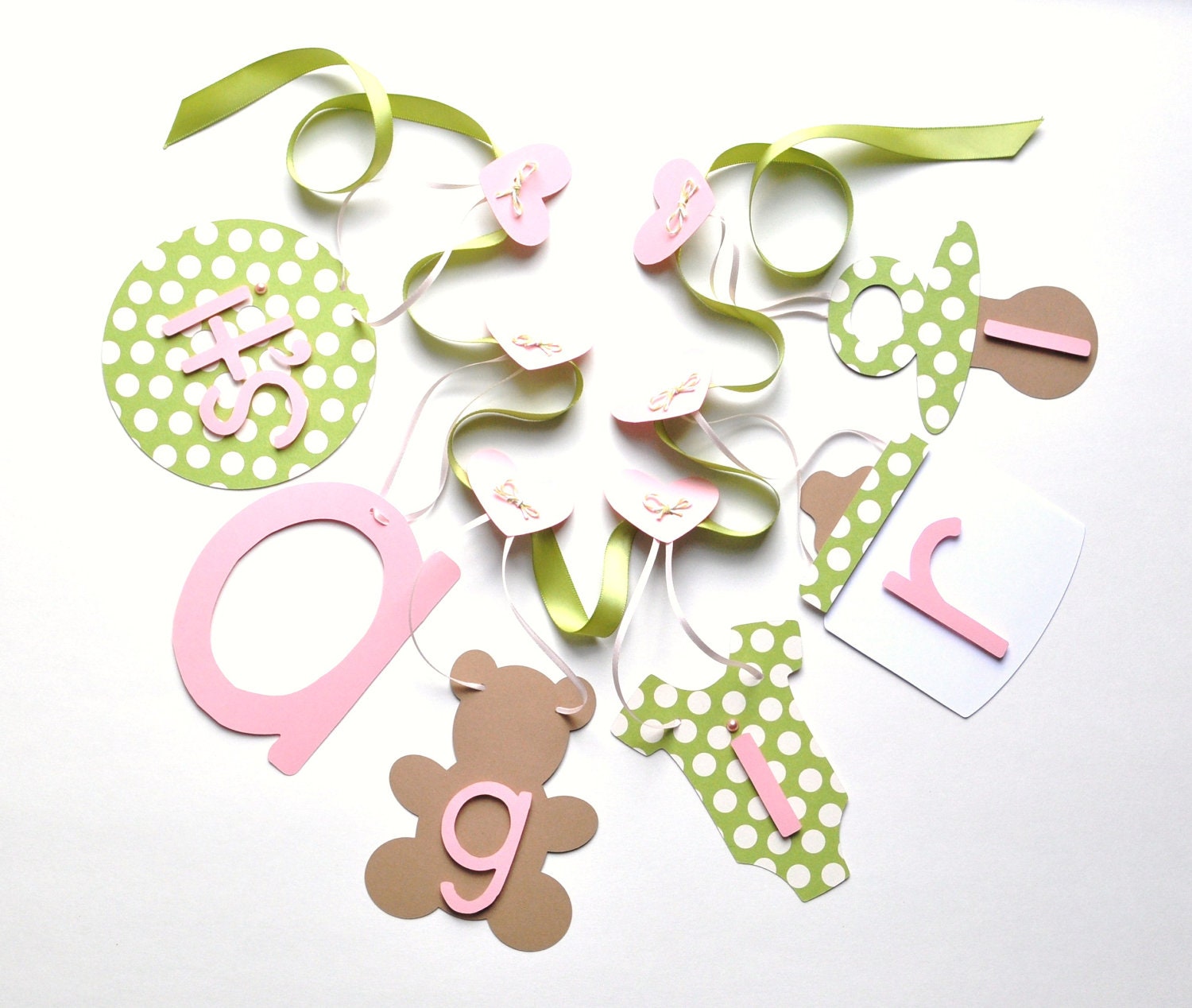 Pink and green baby shower decorations it's a girl banner by ParkersPrints on Etsy Il_170x135