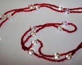 Hand Crafted Beaded Red and Crystal Belly Chain - Made to Order - Free Us Shipping