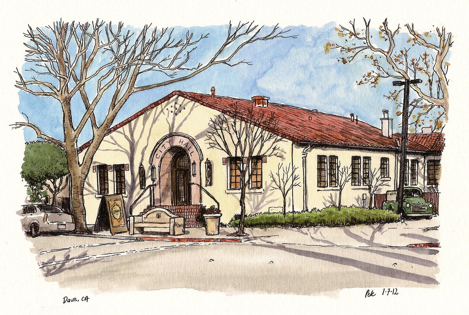 old city hall davis (original drawing)