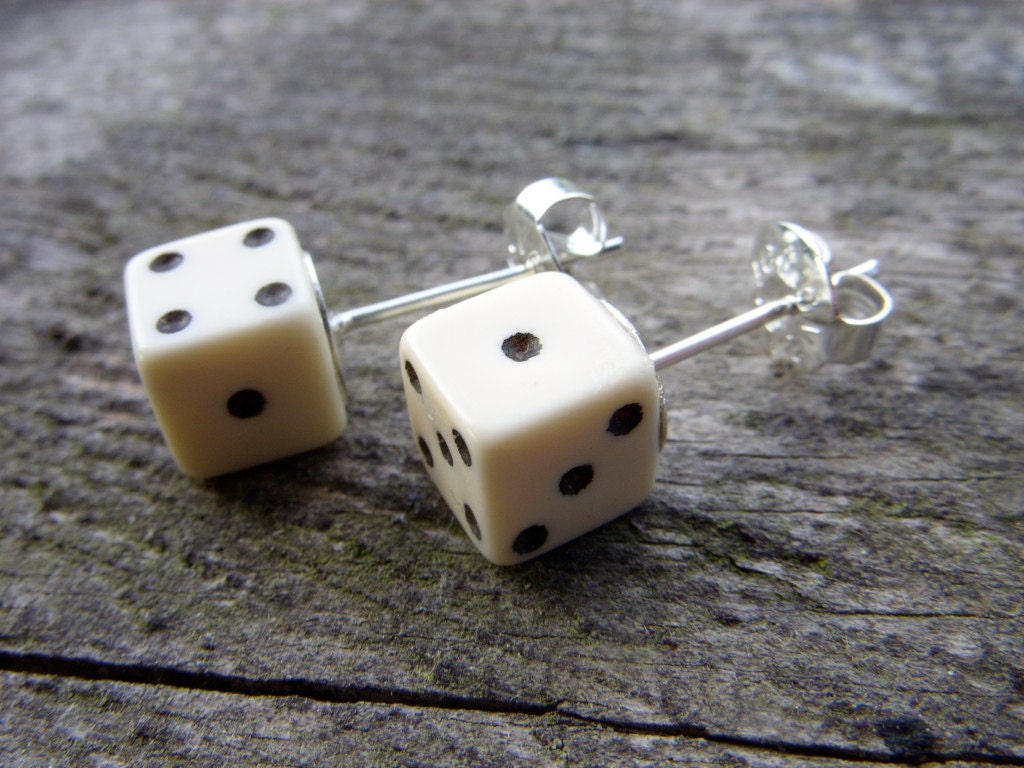 tiny dice post earrings