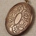Vintage Brass Roses Floral Locket Necklace, Large Pendant with Long Chain, Etched, Floral Vines, Copper Hue