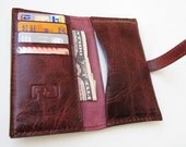 SALE. 30 % OFF. iPhone 4 / 5 Case, Card Holder, & Wallet in Premium Selection Dark Burgundy, Pull-Up Calfskin. Handmade. UNIQUE