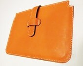 PERSONALIZED Mini iPad Case / Sleeve in Premium Selection, Hermes Orange Italian Lambskin. Leather Lining. Handmade Unique Case