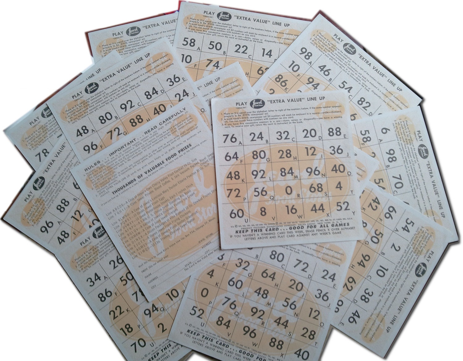 Five Vintage Bingo Cards for Altered Art Scrapbook Altered Books or Collage