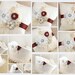 Bridal Ring Bearer Pillow and Flower Girl Basket Set in Ivory and Burgundy with Lace, Crystal Brooch, Jewels and Pearls