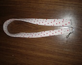 Fabric Lanyard ID Tag Badge Holder Key Chain Red Hearts Personal Accessories