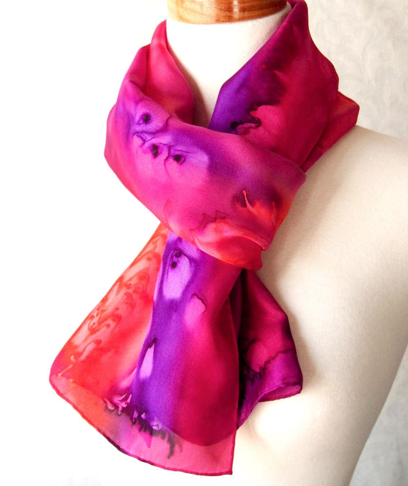 Silk Scarf Hand Painted in Brights