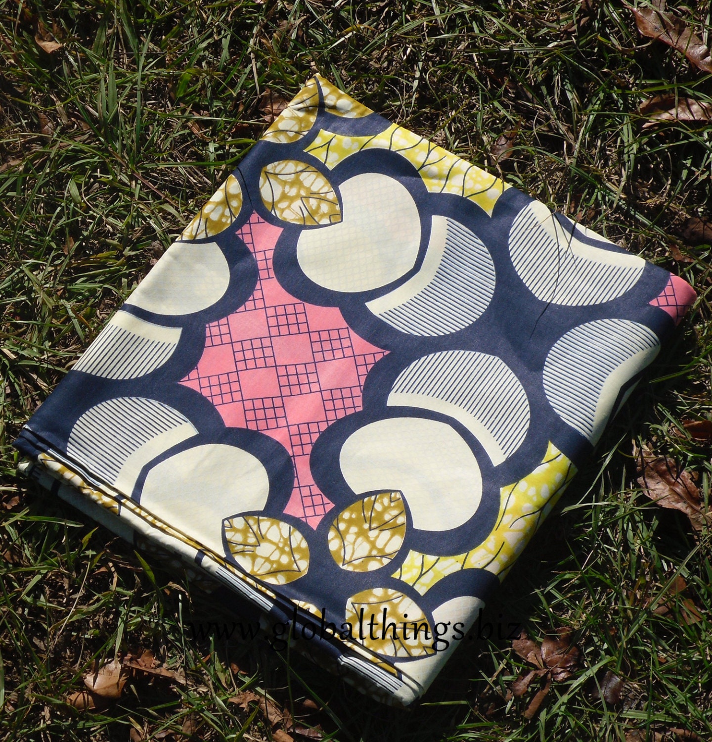 African Wax Cotton Print Fabric - Ankara Fabric - Water Chestnuts - Half Yard