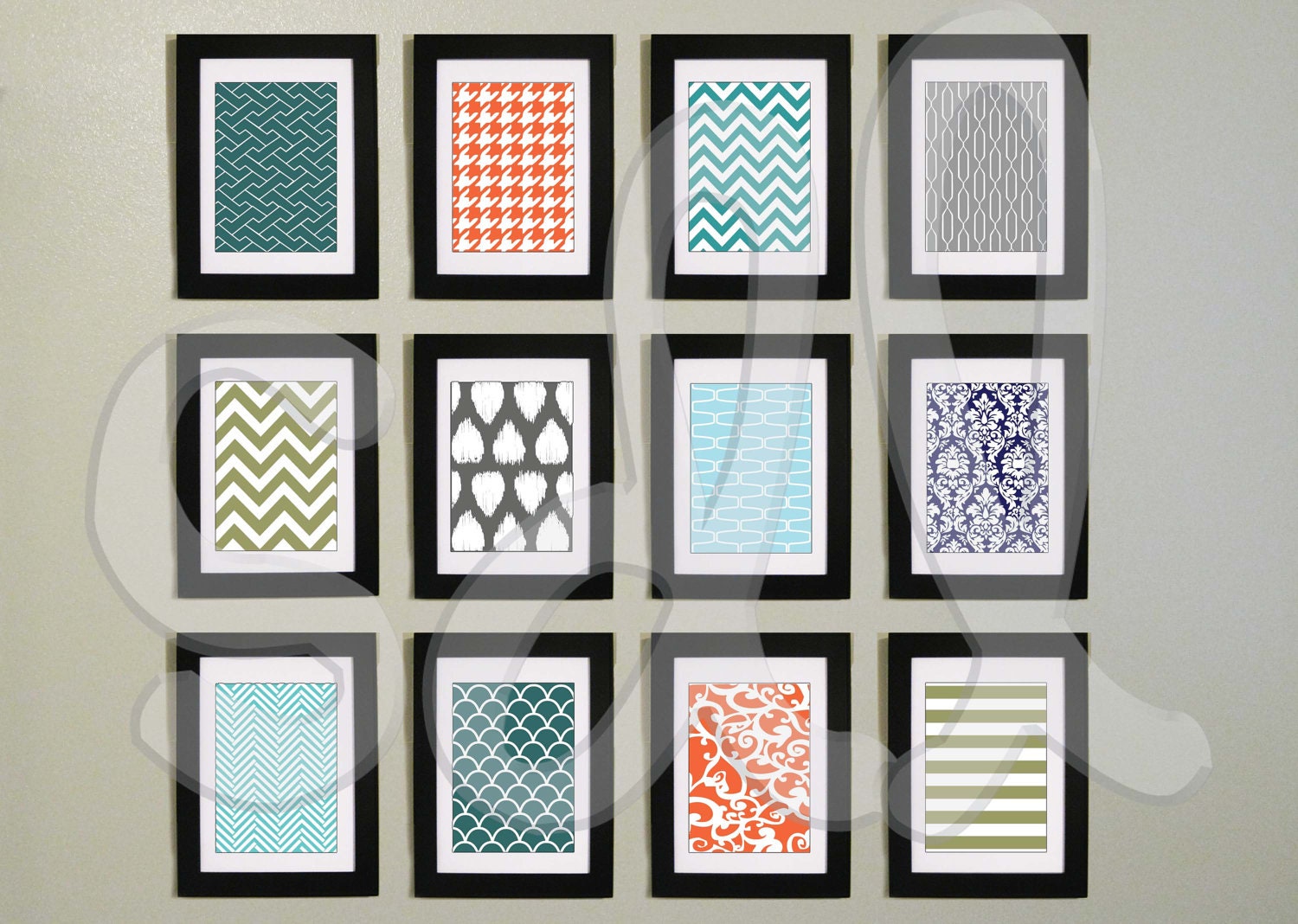Set of 12 Modern Patterns Digital Wall Art PDF 5x7 files Il_570xn