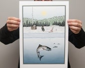 Ice Fishing Giclée Print