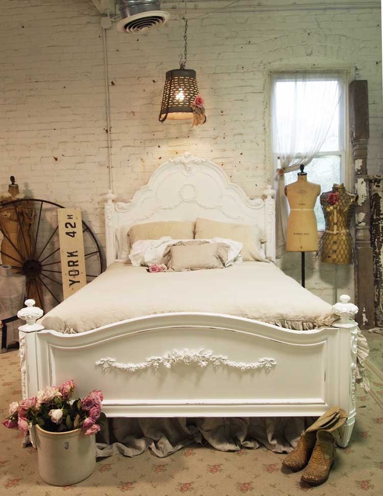 Painted Cottage Shabby White Romantic Queen Bed