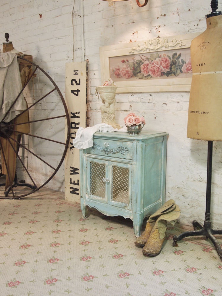 Painted Cottage Chic Shabby Tea Stained Night Table NT441
