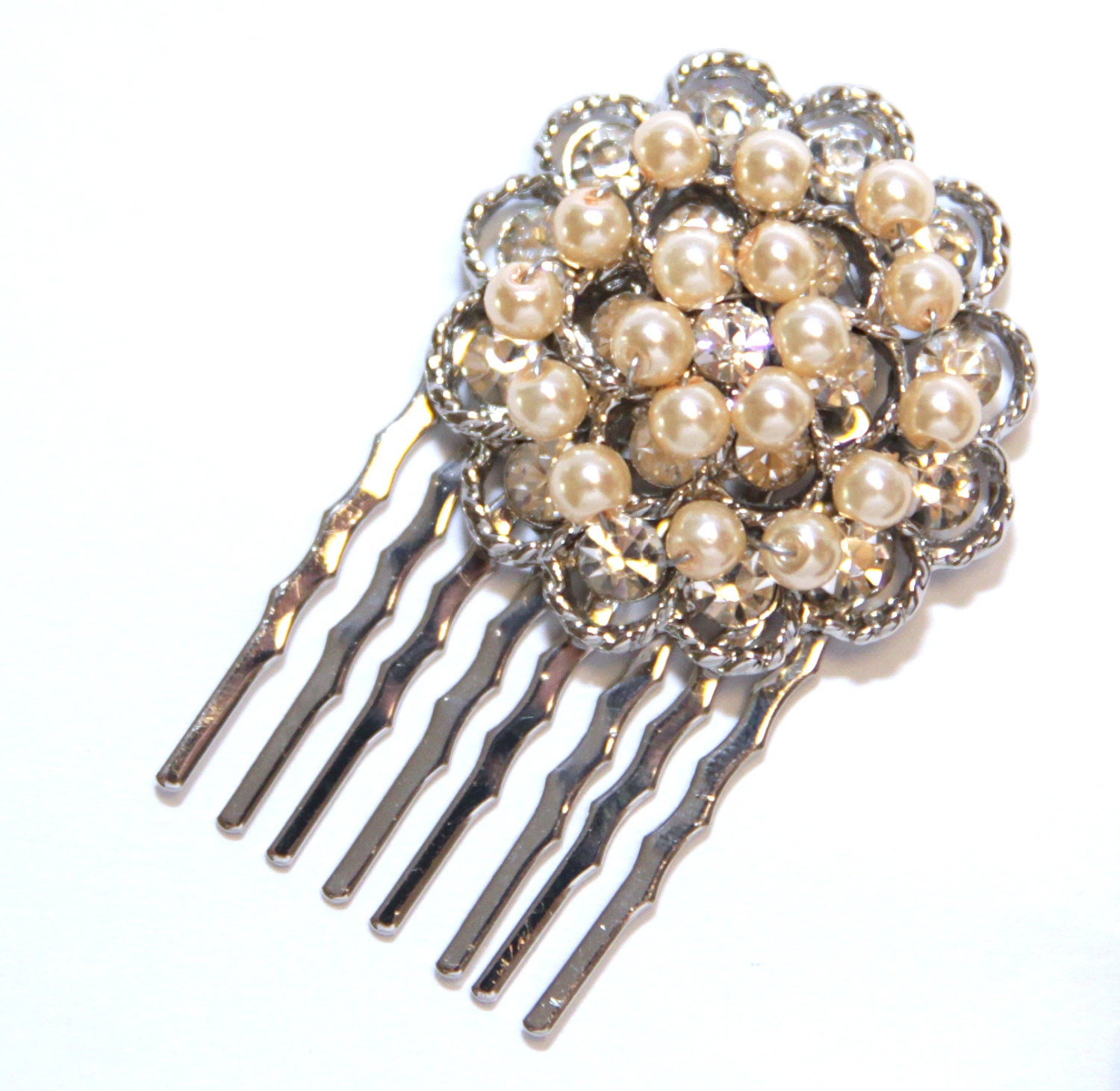 Ghita - Sparkling Pearly Wedding Bridal Hair Comb, Bridal Accessories, Rhinestones, Crystal, Swarovski, Czech crystal, Head Piece