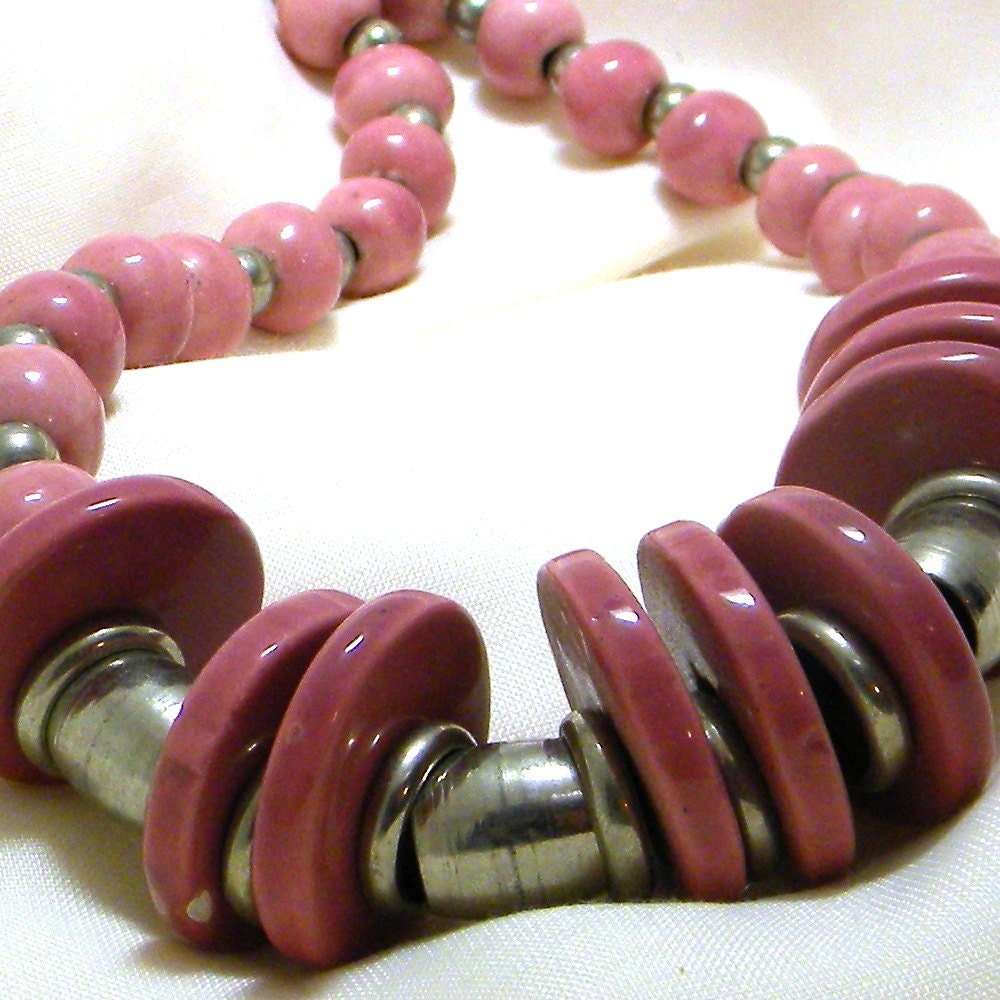 Beaded Necklace, Beaded Mauve Necklace, Glass Bead Necklace, Fashion Necklace, Women's Necklace, Women's Jewelry, Statement Piece Necklace