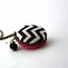Chevron Black and White and Hot Pink Leatherette Necklace : Two Sided Fabric Necklace
