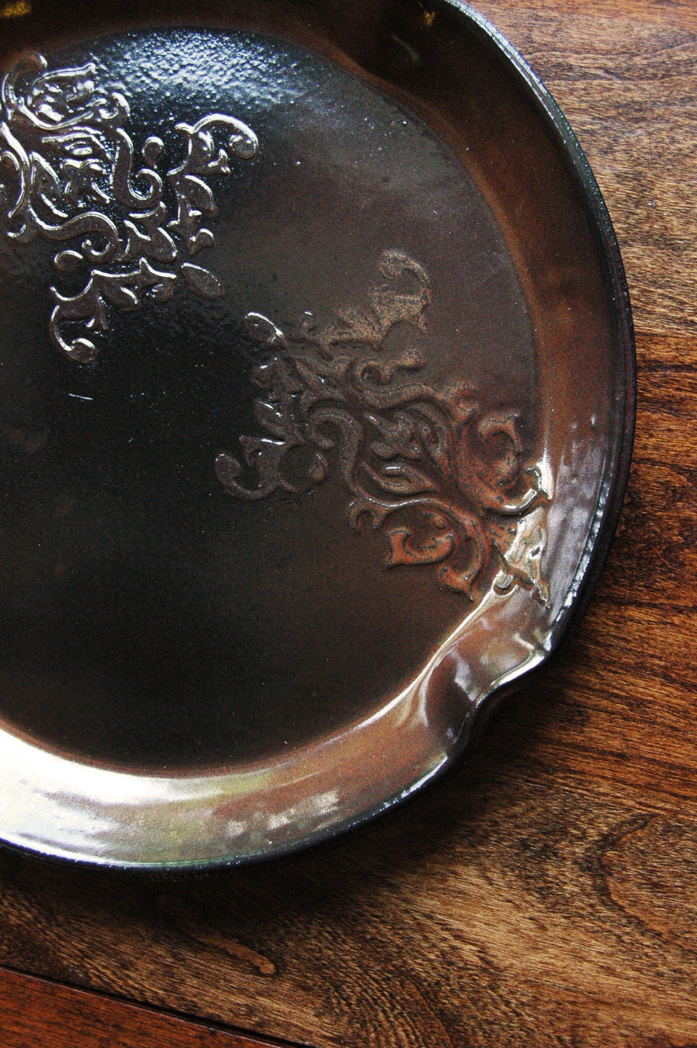 Red and Black Stoneware Serving Platter
