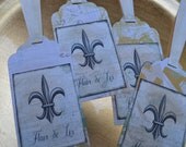 Vintage-Like Tags (Fleru-de-Lis with Cream Polka Dot Ribbon)