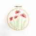 Embroidery Hoop Art - Pincushion Flowers red orange garden blooms