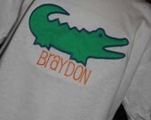 Boutique summer Custom Gator onesie or tee shirt monogrammed