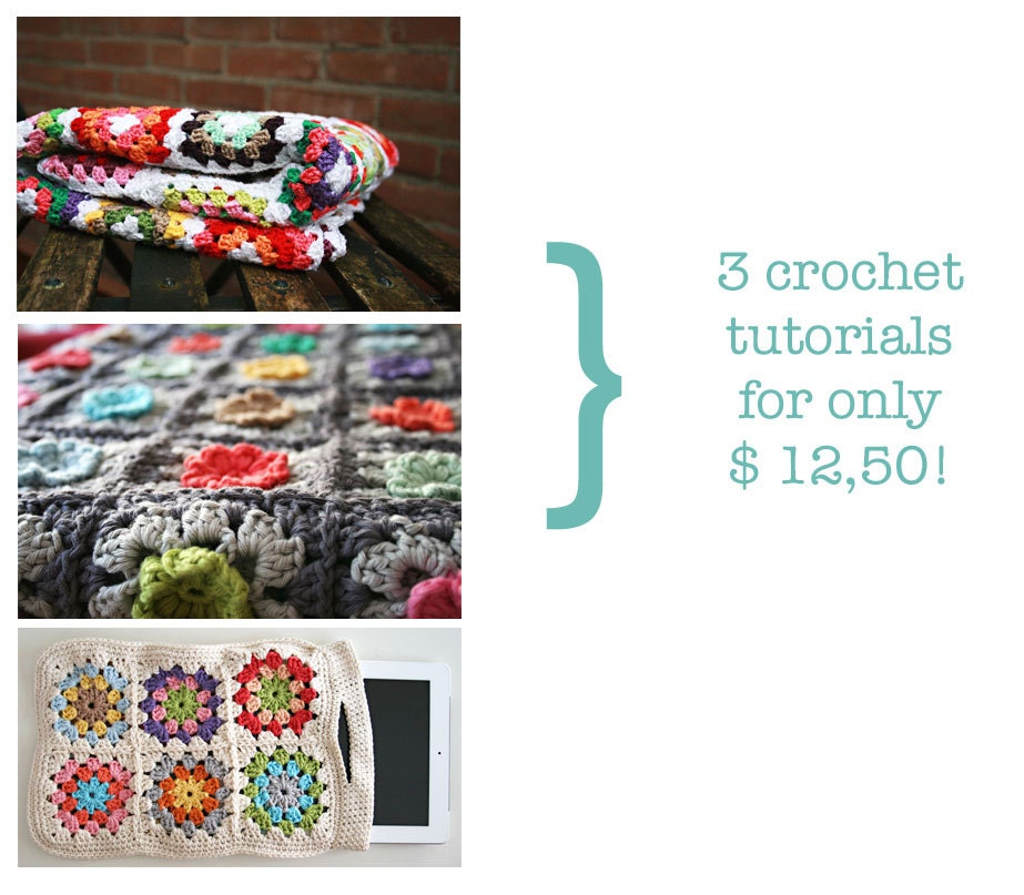 3 crochet patterns tutorials, the whole shebang. for granny square blankets patterns, ipadsleeve haakpatroon, haken