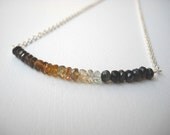 Tourmaline Bar Necklace - Sterling Silver Beaded Row Ombre Tourmaline Necklace Beadwork Necklace