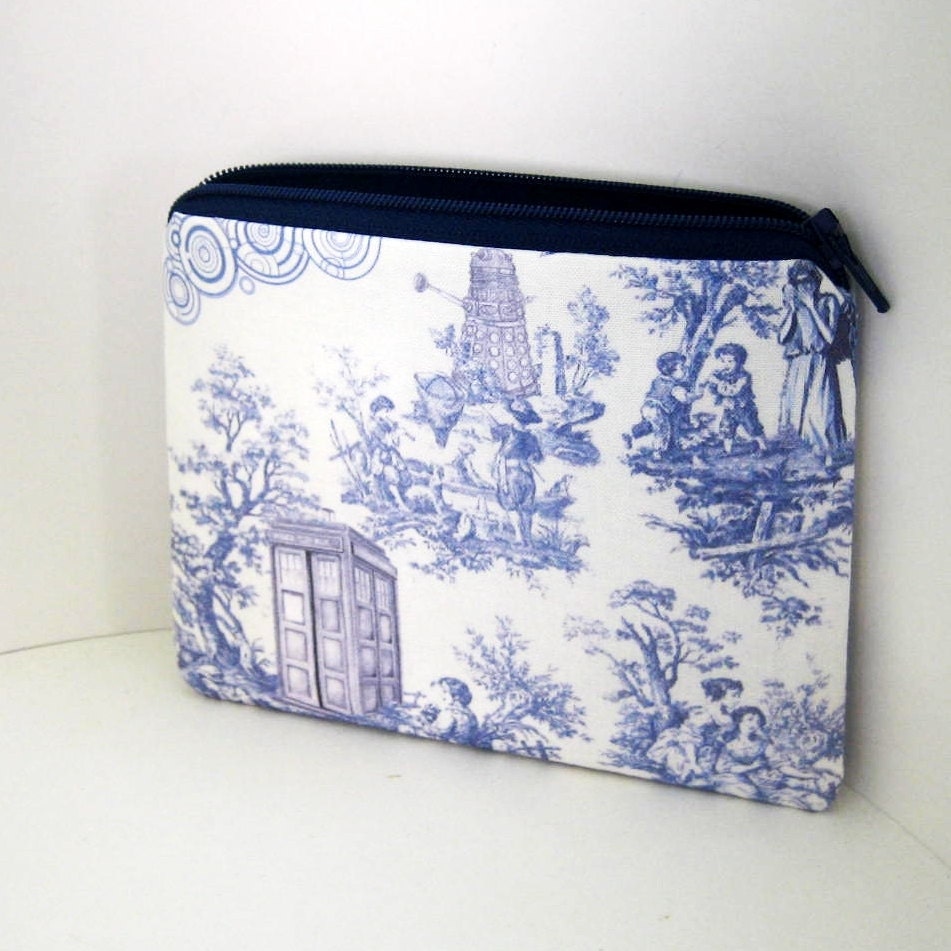 Small Zippered pouch DOCTOR WHO Toile in Blue