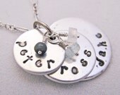 Personalized Mommy Bling Name Necklace with birthstones - triple pendant