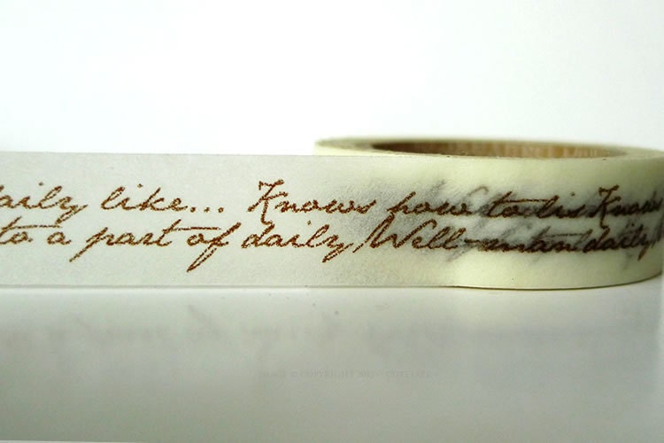 Chugoku Washi Tape Brown Script Handwriting