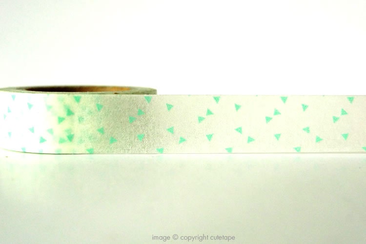 Small Aqua Green Triangle Washi Tape (Chugoku) -  gift packaging or card making