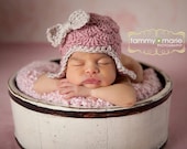 Dusty Pink Helmet with Removable Bow Newborn Baby Girl Photo Prop