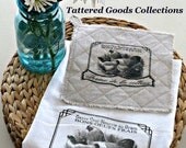 Floursack, Tea Towel, Shabby Chic, Cottage French Country, Farmhouse ChickenTowel and Hot Pad (Collections)