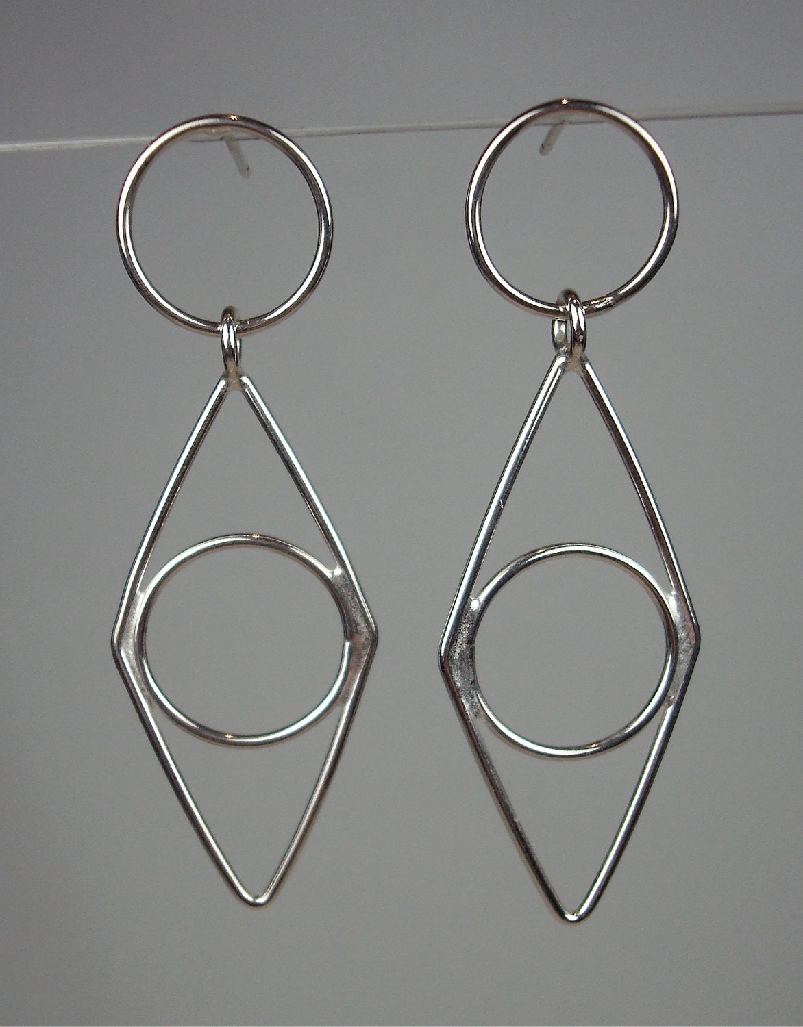 Sterling silver 'Line Drawing'  drop earrings