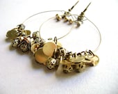 Fabulously - golden plated antique bronze glam big earrings