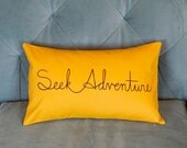 organic pillow cover . seek adventure . marigold