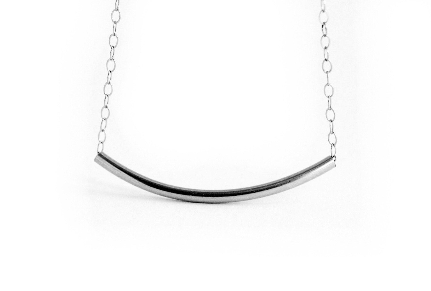 Silver Tube Necklace in Sterling Silver - Simple Everyday Jewelry