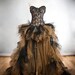 Custom Size Black and Gold lace chain and tulle Burlesque Corset Dress short in the front long train in the back