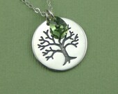 Swarovski Crystal Tree Necklace - sterling silver beadwork charm jewelry - pendant - gift
