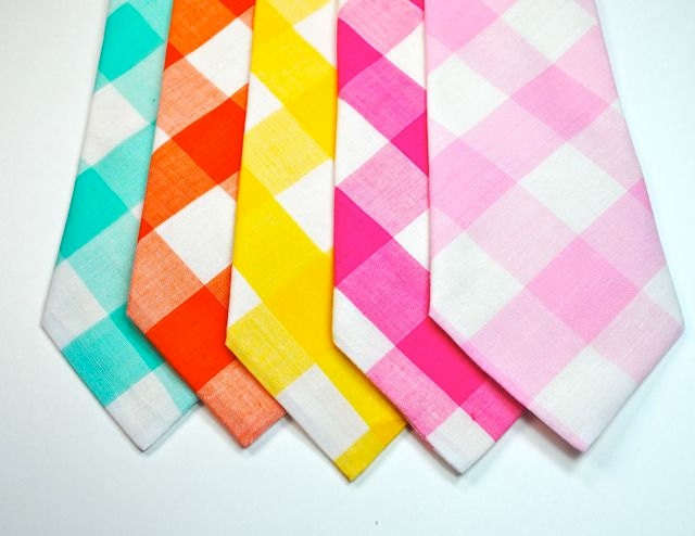 Large Gingham Mens Neckties - Many Great Colors - Custom Neckties - Pink Gingham Neckties - Wedding Neckties - Groomsmen Neckties
