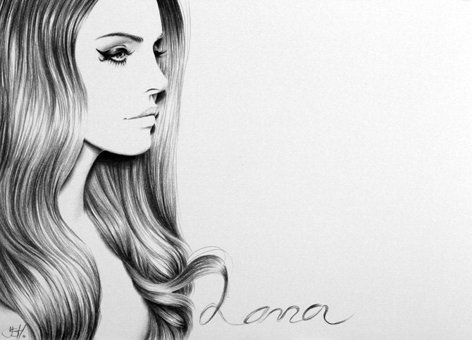 Lana del Rey Pencil Drawing Fine Art Portrait Print Hand Signed