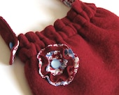 SWEATER PURSE - recycled purse - red purse - wool purse - BONUS removable flower pin