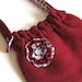 SWEATER PURSE - recycled purse - red purse - wool purse - BONUS removable flower pin